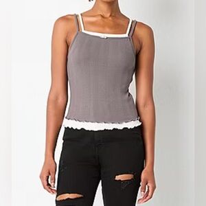 Arizona Womens Juniors Square Neck Sleeveless Tank Top